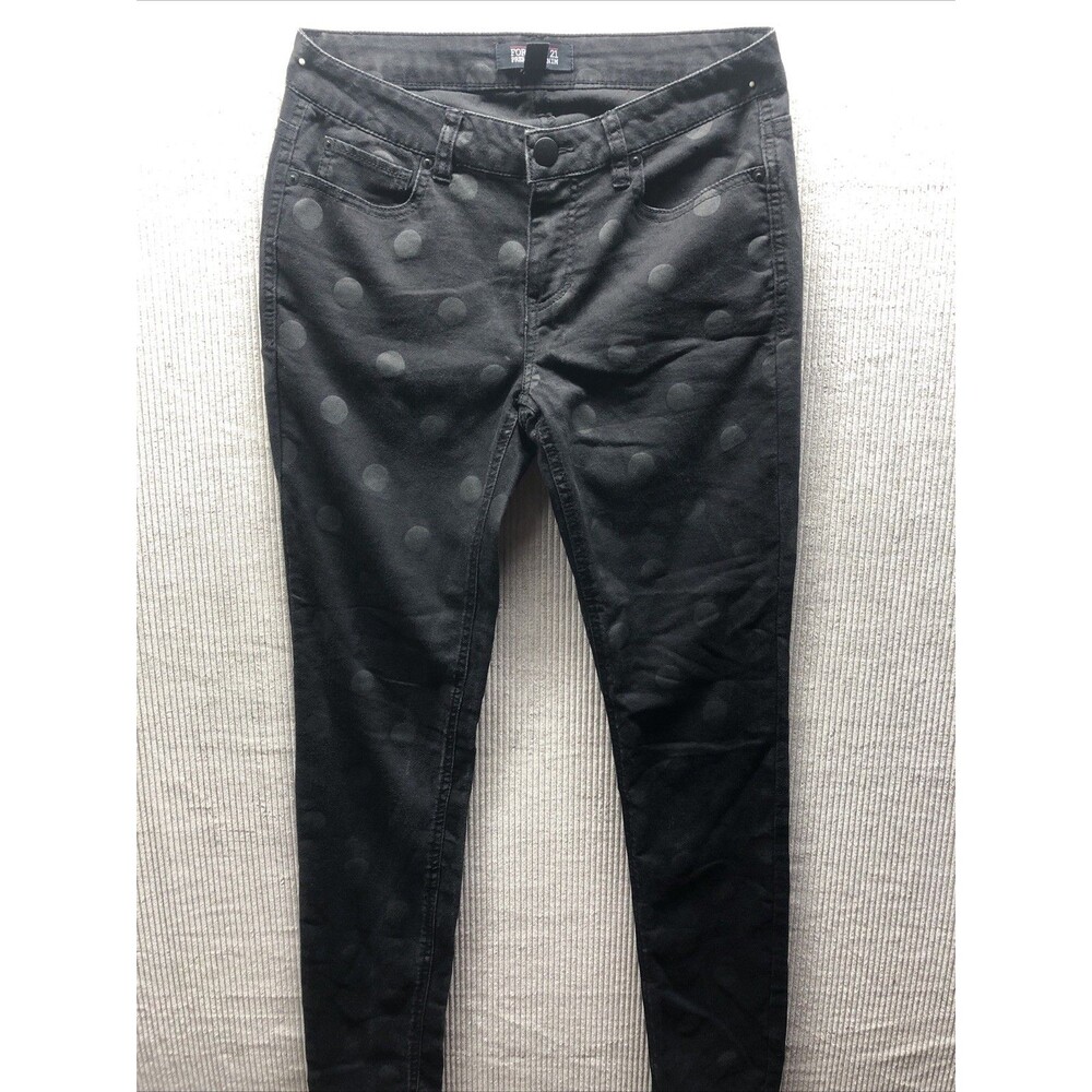 Forever 21 Premium Denim Jeans Size 27 Black Polka dot Gothic Halloween Grunge